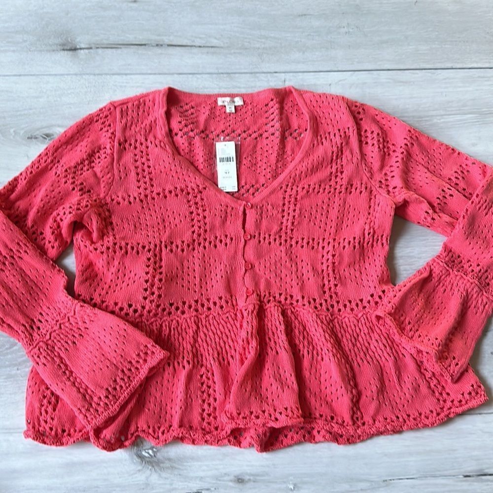 ANTHROPOLOGIE
Pilcro Pointelle Babydoll Sweater Coral‎ MP NWT in packaging - Picture 6 of 7